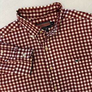 Vineyard Vines Men's Medium Burgundy Checkered Long Sleeve Shirt
